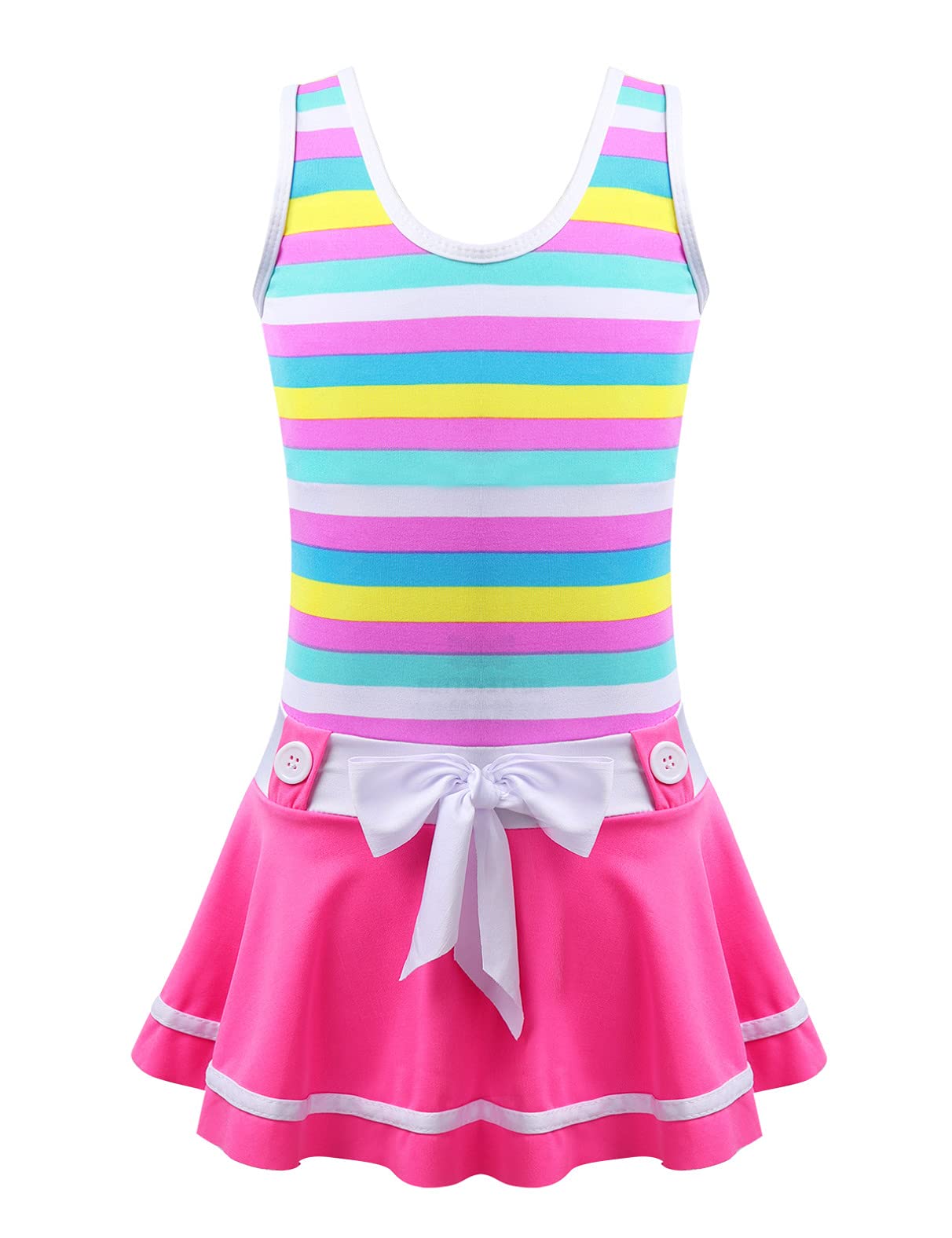 MSemis Traje de Baño de Una Pieza para Niña Bañador Rayas de Natacion Tnkini Niña con Falda Plisada Ropa de Baño Swimsuit Niña