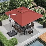 PURPLE LEAF 9' X 12' Double Top Deluxe Solar Powered LED Rectangle Patio Umbrella Offset Hanging...