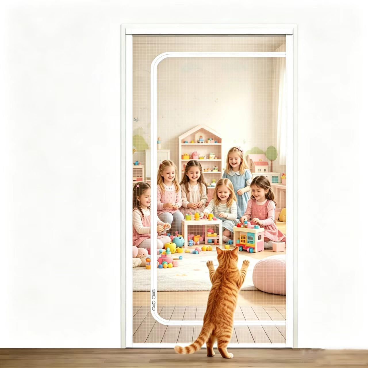 Moustiquaire de porte pour chat en maille renforcée supérieure