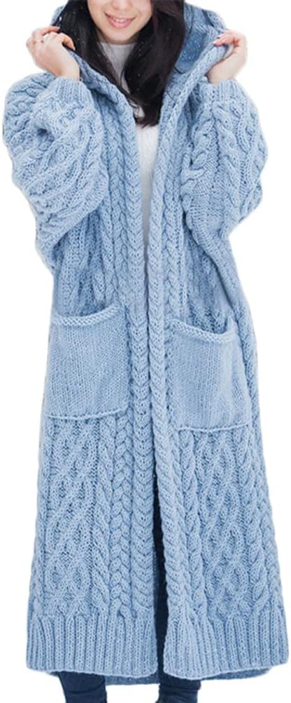 Duohropke Veste En Tricot à Capuche Pour Homme - Cardigan En Grosse Maille Doublée - Veste De