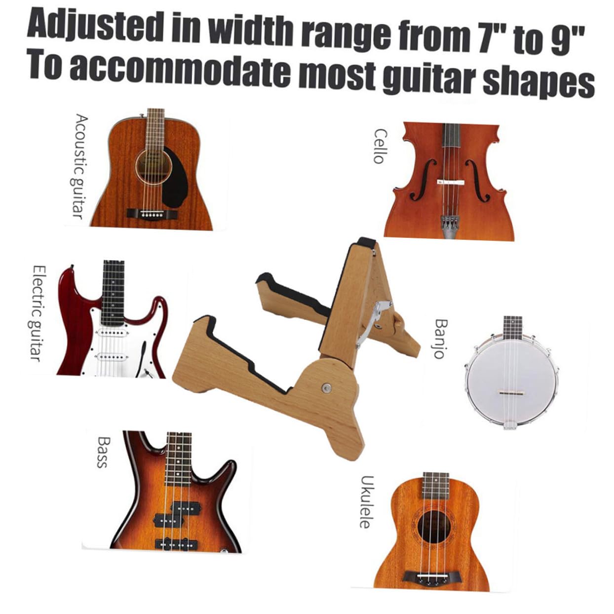SUPVOX Supporto per Chitarra in Legno Portatile Design Smontabile per Bassi e Violini, per Casa e Negozio di Strumenti Musicali