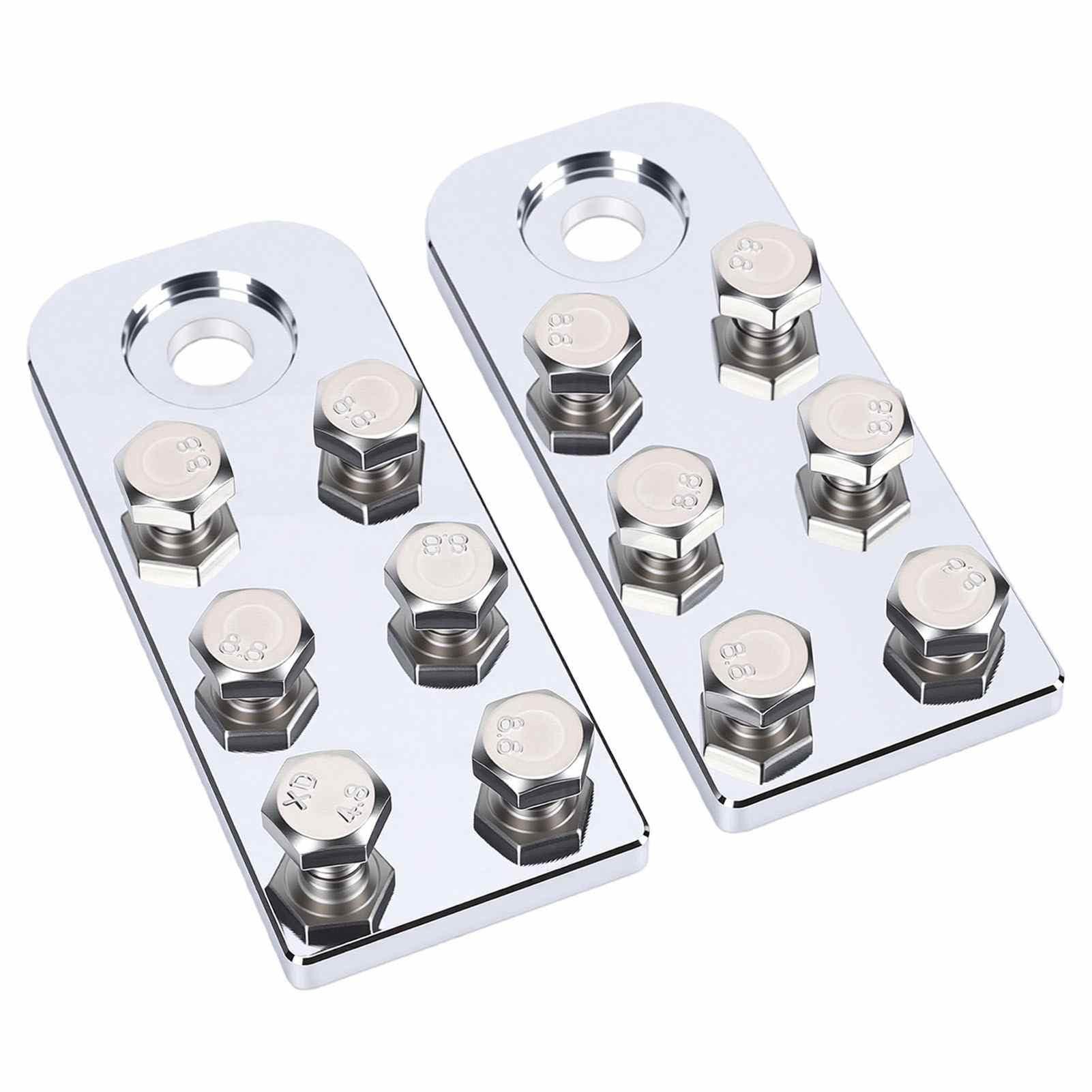 Lot de 2 Bornes de Batterie Plates à 6 Points, Borniers en Alliage d'aluminium pour Plusieurs Connexions de Câbles, Connecteurs de Batterie avec Goujons Filetés, Idéal pour l'automobile,