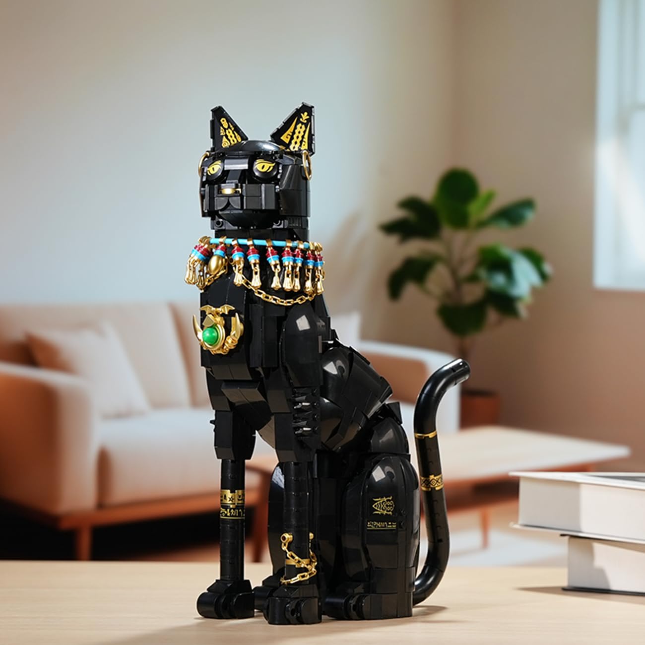 CUBIMANA Kit di gatti faraone egiziano – mattoncini da costruzione con gatto nero giocattolo per adulti, modello di gatto egiziano come decorazione per la casa, ufficio, regalo per adolescenti dai 10