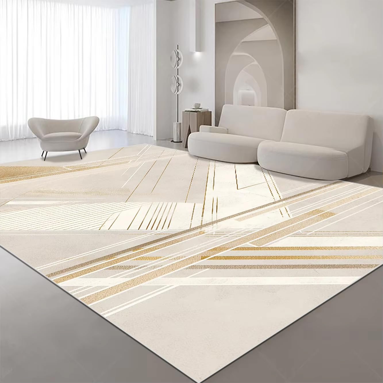 Tapis de salon géométrique de luxe 100x120 style nordique chic