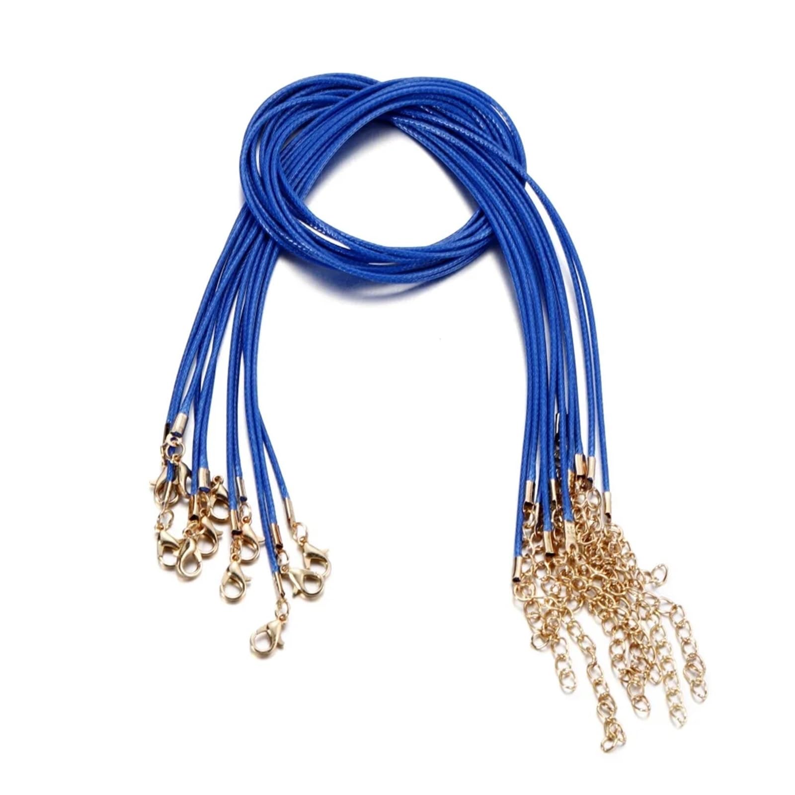 Anenog Blue Leather Necklace Cord With Clasps 100Pcs 1.5Mm Handmade Leather With Lobster Clasp String Cord Adjustable Braided Rope For Diy Necklaces Pendant Charms Findings(Blue)