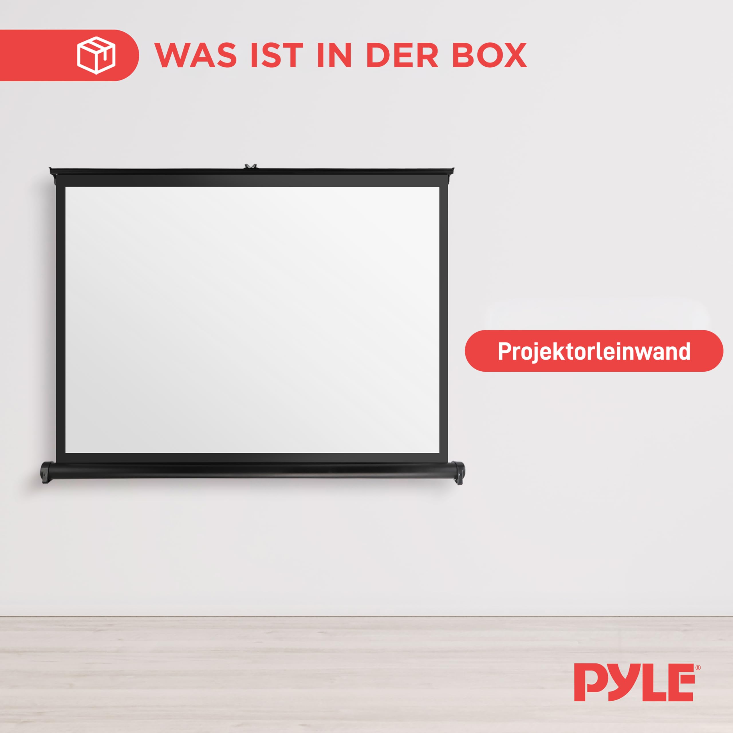 Pyle Beamer Rollo- Leinwand, 40 Zoll 91x68cm, 4:3 4K Projektorleinwand Ausziehbar & Tragbar mit Schwarzem Rahmen, Ideal für Heimkino, Büro, Präsentationen, Schule