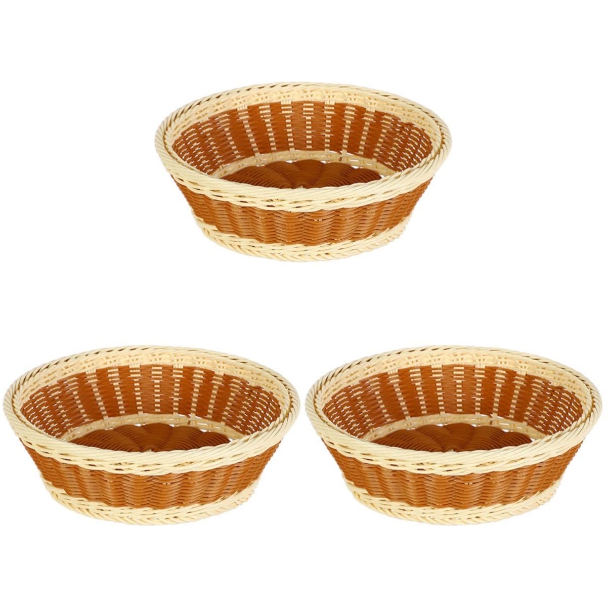Ounona Cesto Portafrutta Intrecciato A Mano In Rattan Di Plastica – Vassoio Decorativo Color Caffè 20x14x10 Cm - 3