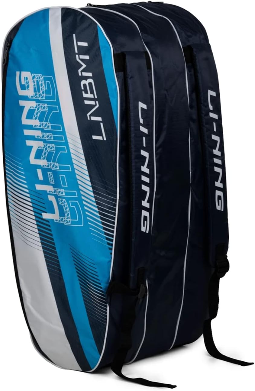 Li-Ning Spike Triple Compartment with Side Pouch (9 in 1) Badminton Kit Bag (Navy/Turquoise Blue)