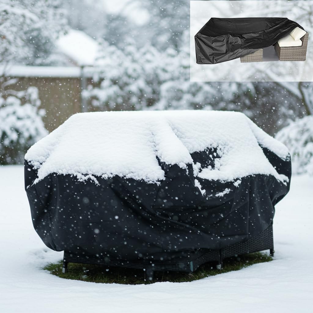 Copritavolo Esterno Impermeabile Telo Copertura Tavolo Esterno 140x60x95cm/LxlxA Copri Tavolo da Esterno Impermeabile, Antineve 420D Oxford Copertura per Mobili da Giardino, Nero