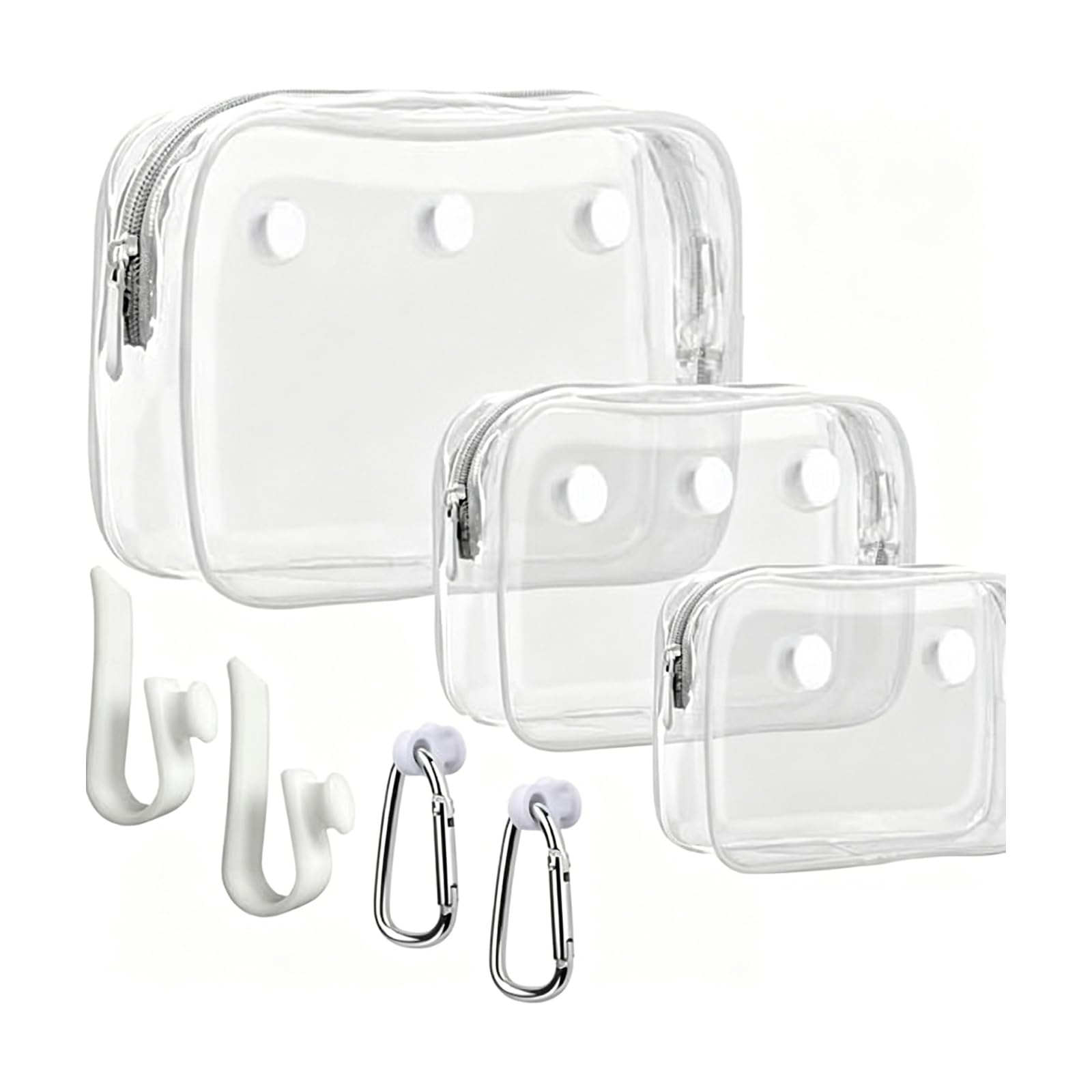 TFAOYS Clear PVC Insert Container Pouches Holder Hooks Attachments for Most Beach Bag Accessories Easy to Installation Hook Accessories Holder