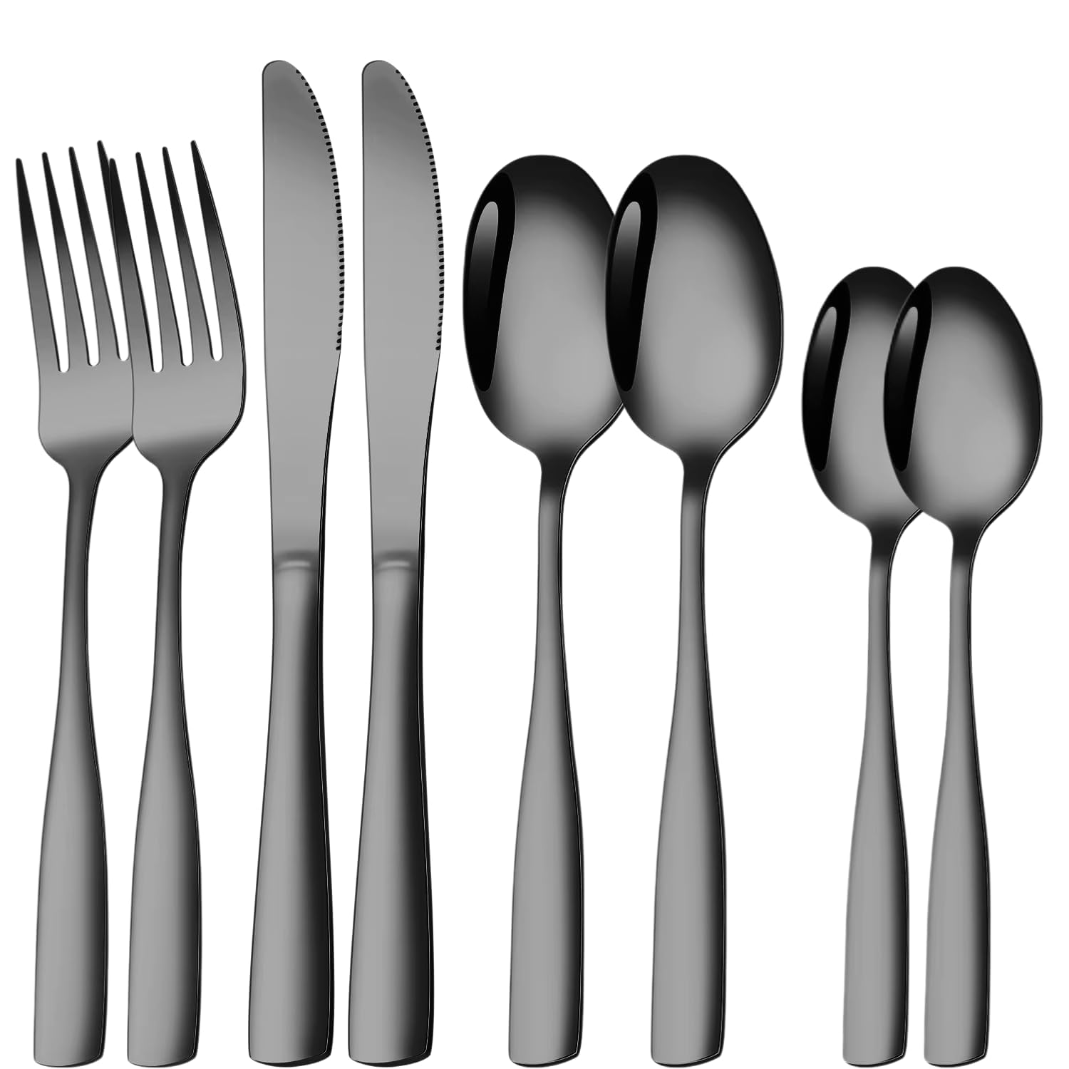 Naidev Silverware Set for 2, 8-Piece 18/10 Stainless Steel Flatware Set,Forged Cutlery Set Matte Finish for Home,Restaurant and Parties, Dishwasher Safe.