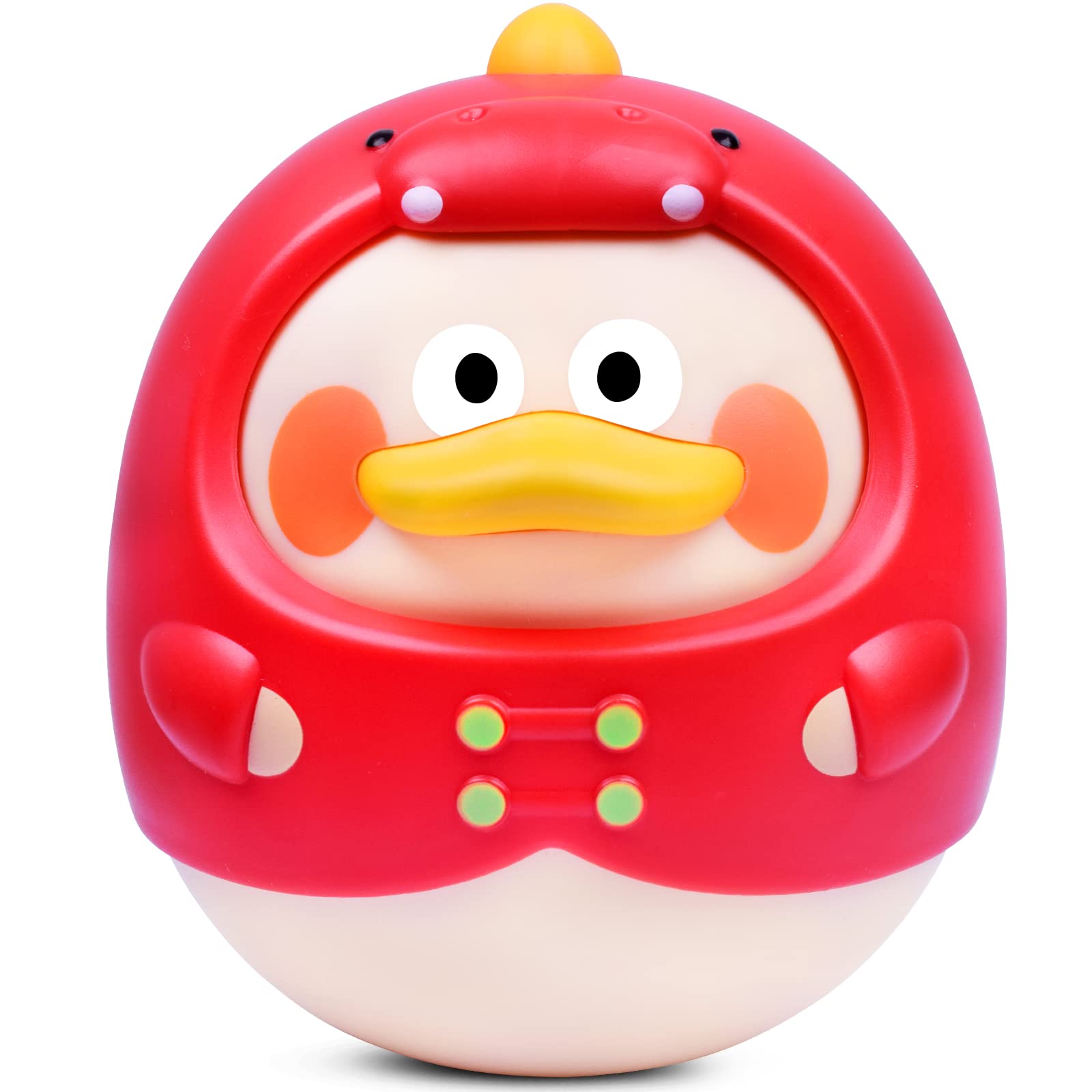 HOPEEYE Roly Poly Baby Toys 6 to 12 Months-Tummy Time Toys Musical Wobbler Toy,Tumbler Early Education Toys,Tinkling Sound Newborn Gift for 0-6 Months,12-18 Months Old Toddlers Boys Girls-Red