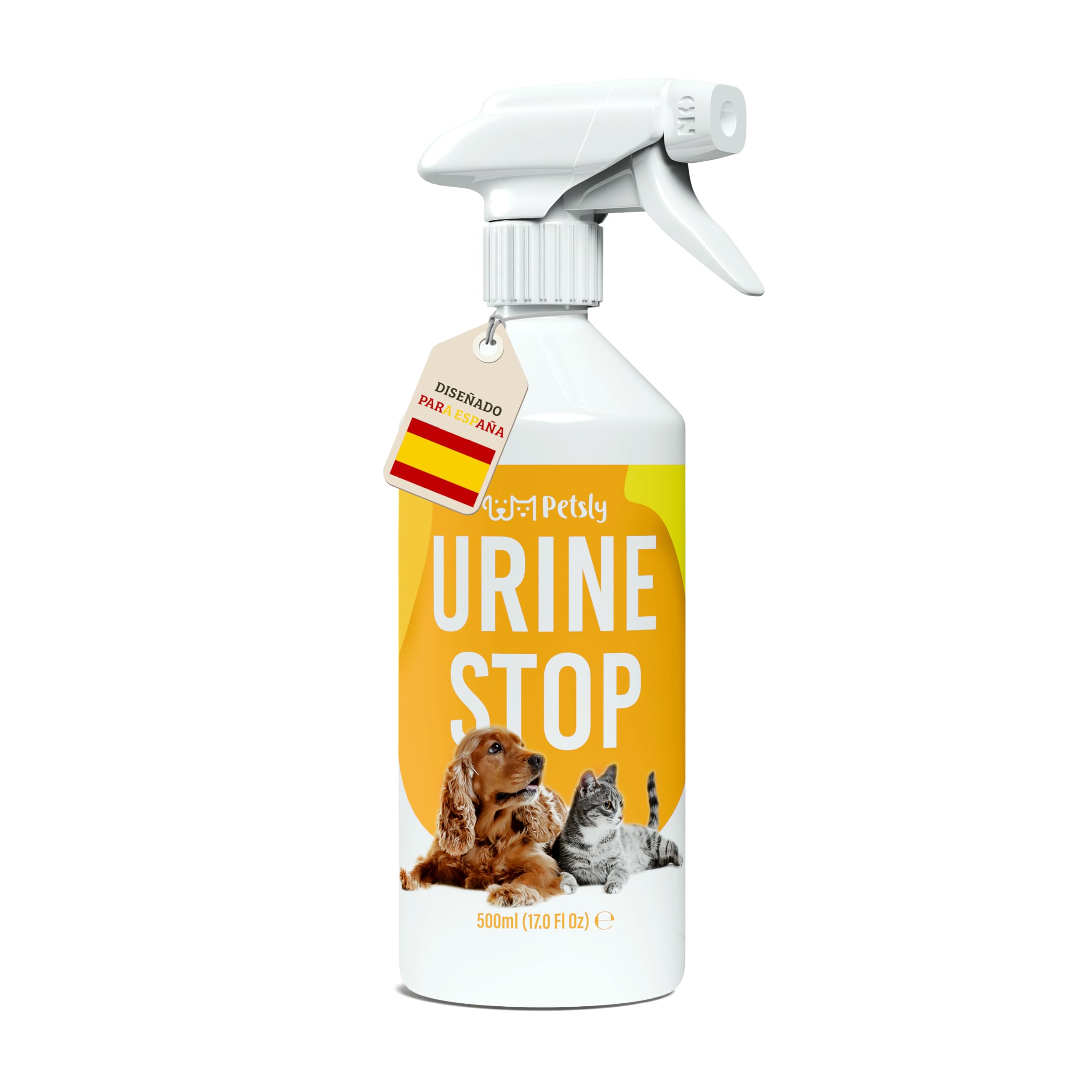 Petsly® Repelente Orina Perros y Gatos -500ml- Triple Acción - Adiestramiento, Evitar Pipi Perros y Gatos, Eliminador de Olores - Uso Interior y Exterior - No Mancha - Aroma Cítrico - Repelente Gatos