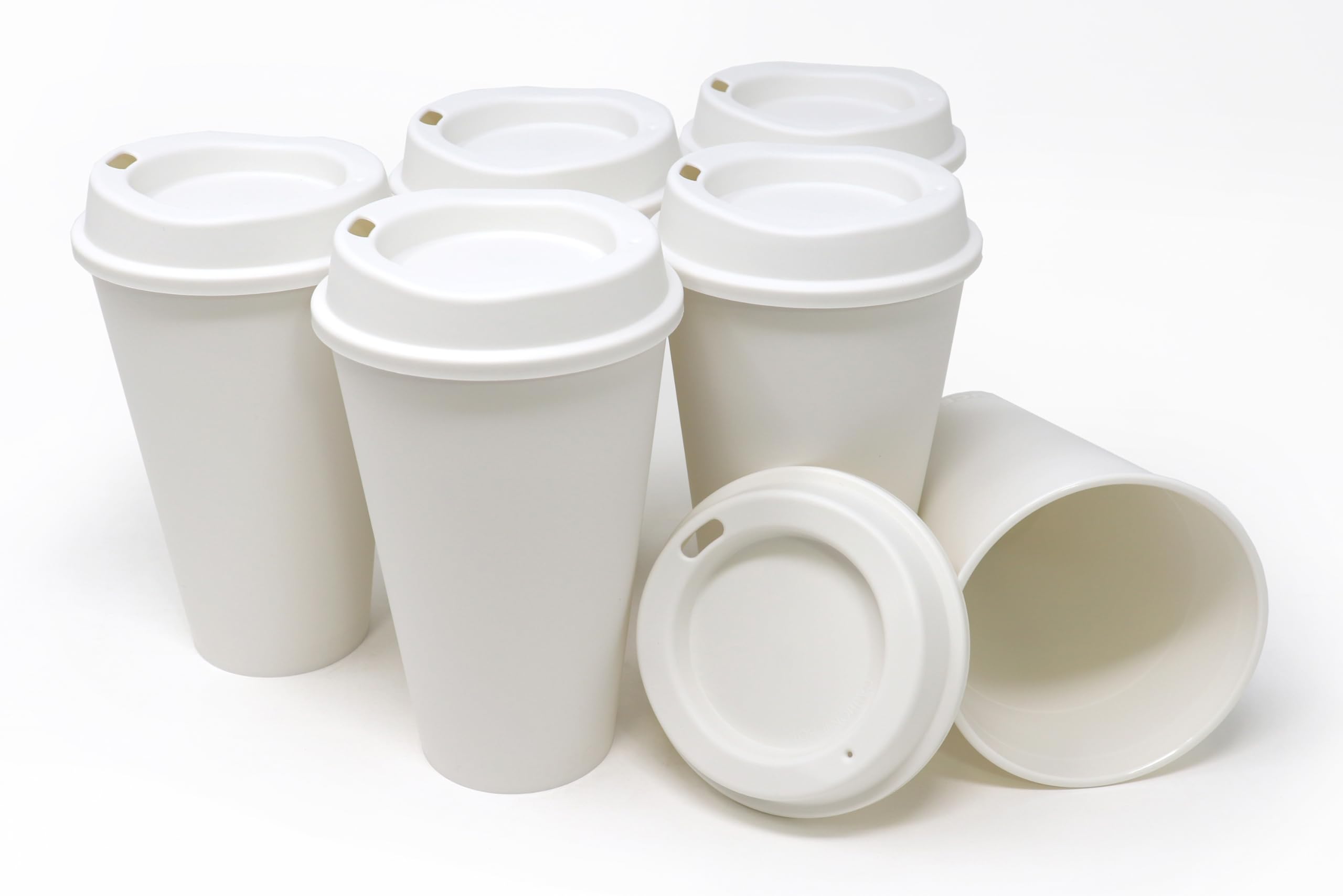 Amazon.com: Rolling Sands USA Made 16 oz Reusable Coffee Cups with Lids 6  Pk, To Go Travel Cups, Hot or Cold Drinks, Dishwasher and Microwave Safe,  White : Health & Household