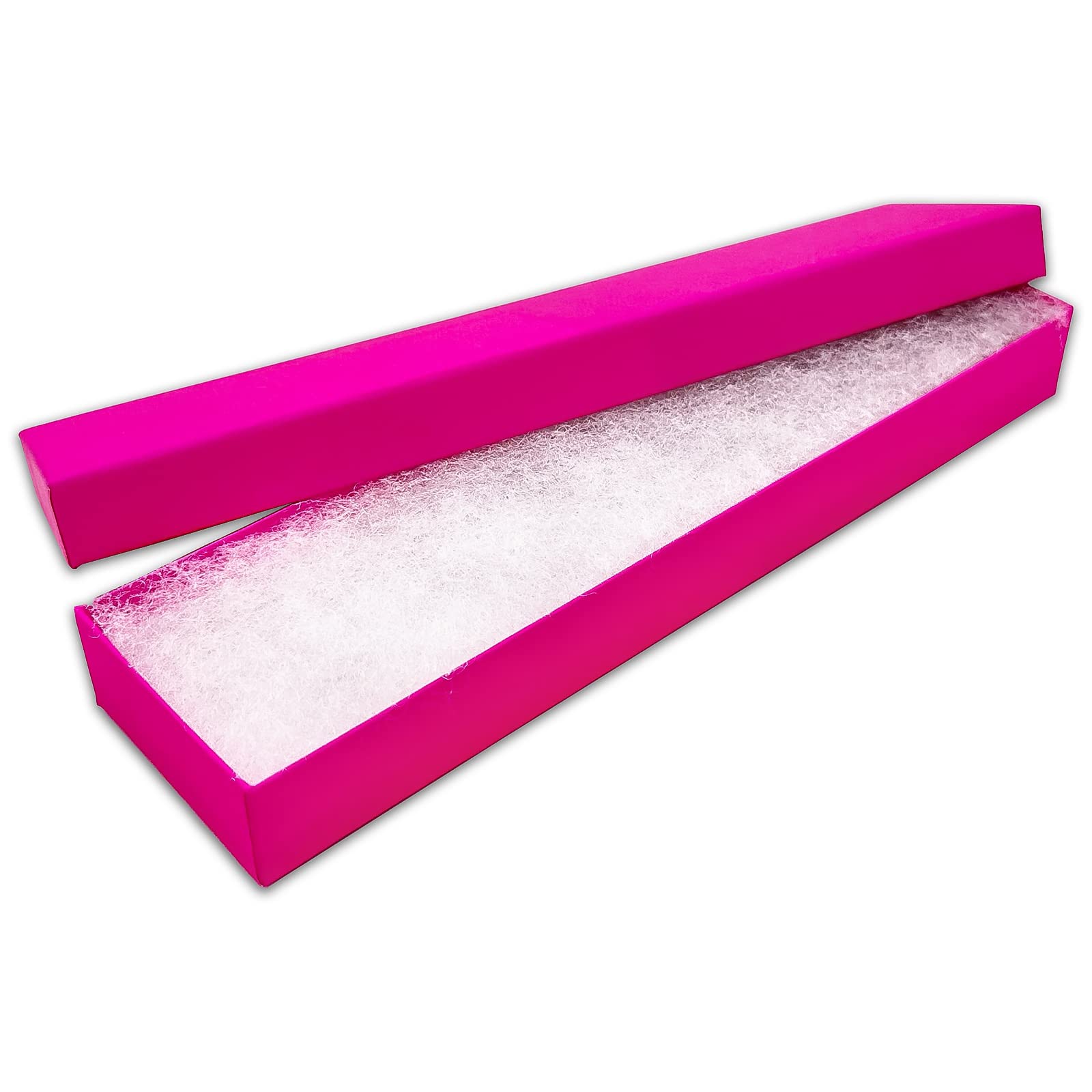 TheDisplayGuys - 23-Pack #82 Kraft Paper Jewelry Boxes w. Cotton Padding - Neon Fuchsia (8" x 2-1/4" x 1-1/3") - Gifting, Shipping, Retail