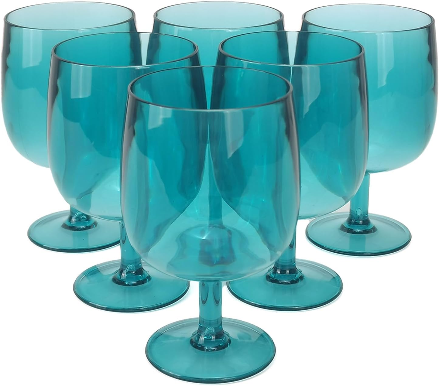 Set of 6 Plastic Goblet Wine Cup,12oz Stemmed Glasses Acrylic Wine Tumbler for Home Party,BPA Free and Unbreakable (Blue color)