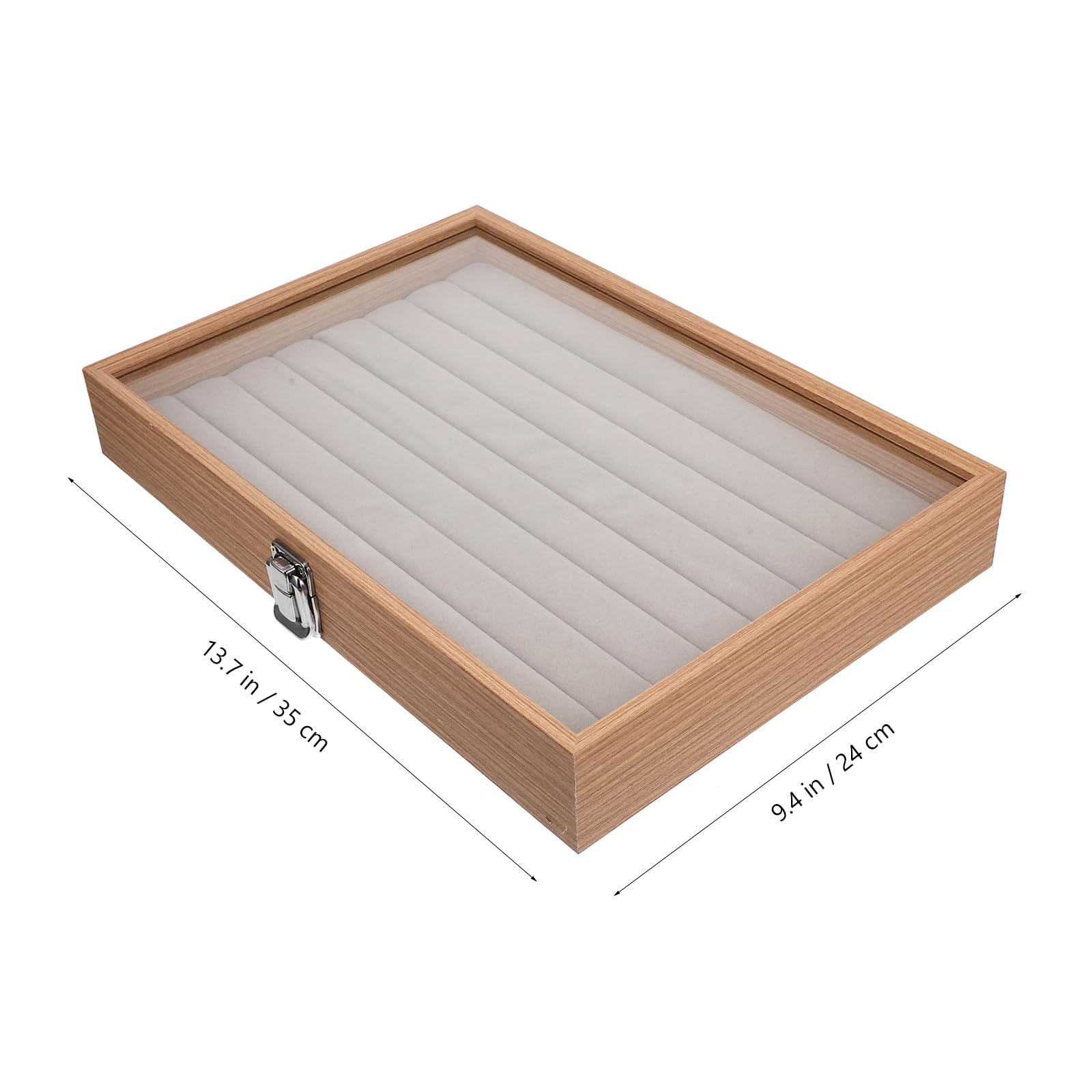 Happyyami Ring Organizer Box, Scatola per Gioielli in Vetro e Legno con Accesso Facile, per Regalo di Matrimonio e Anniversario