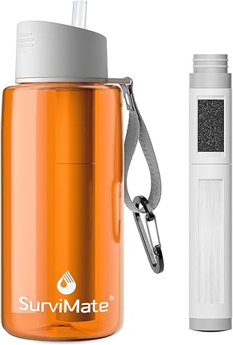 Miniatura 19 de SurviMate Botella de Agua Filtrada de Ultra-Filtración de 5 Etapas de 0.01μm, Material Libre de BPA, Certificada NSF/ANSI 42 y 372, Botella de