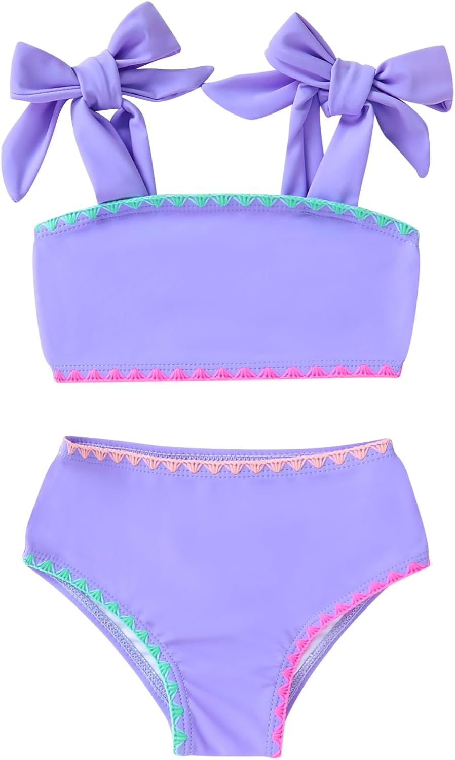 YOUNGER TREE Toddler Baby Girls Swimsuit Two Piece Solid Color Stripe Swimwear Summer Beach Bikini Bathing Suit