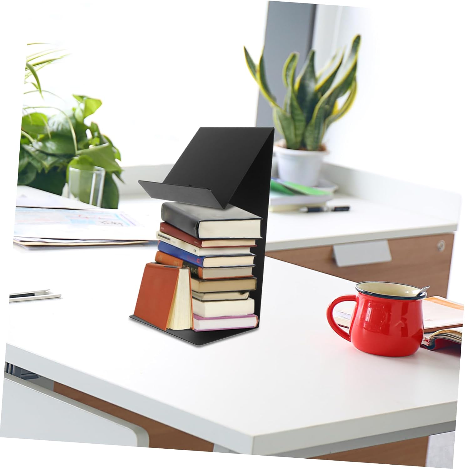 Cabilock Metal Book Stand Display Easel Heavy Duty Iron Book Holder for Desktop Space-Saving Organizer Stylish Design for Home and Office Use