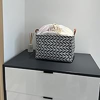 Vista 5 de CLOCOR Cesta de almacenamiento rectangular, cesta de almacenamiento plegable con bonito patrón, caja de almacenamiento de revestimiento impermeable