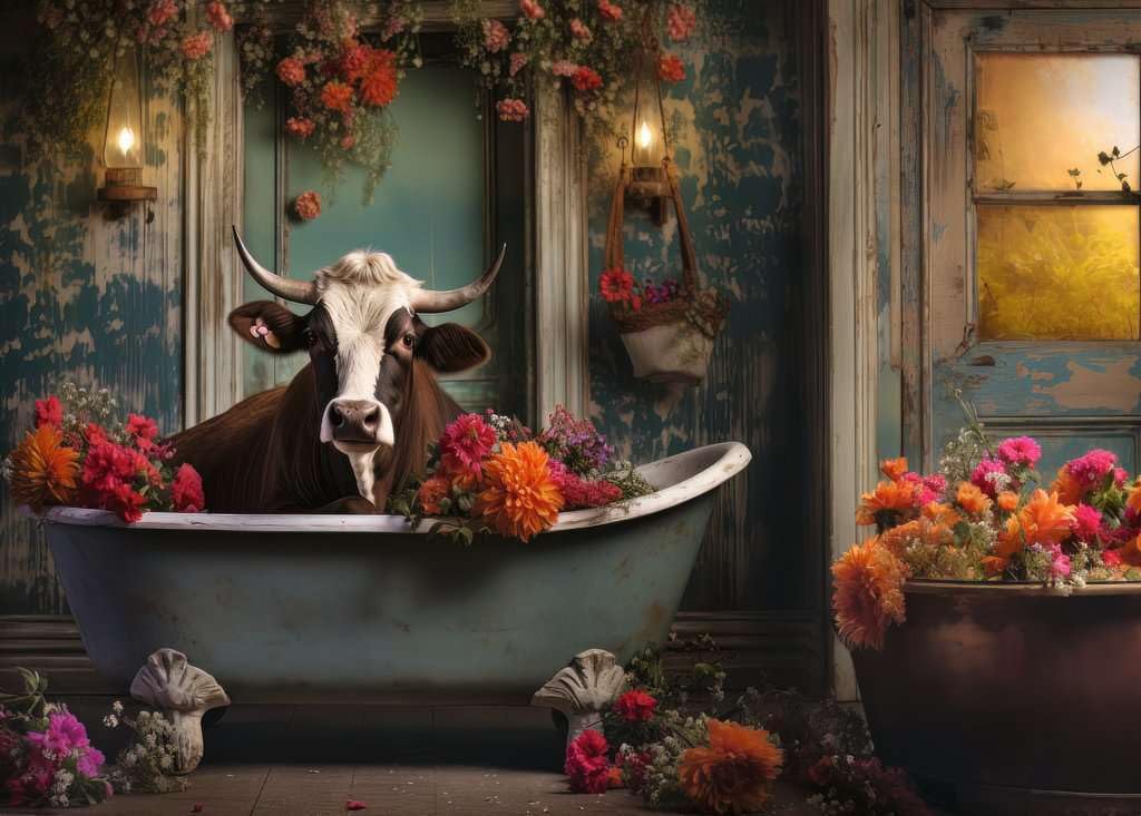 Ravensburger - Puzzle Mucca nella Vasca, 1000 Pezzi, Puzzle Adulti e Ragazzi, Idea Regalo per Lei o Lui, 70x50 cm