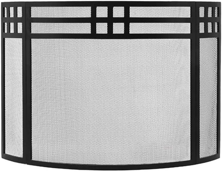 Fireplace Screen Black Arc Shaped Fireplace Screen for Wood Burning Heating Decorative Partition
