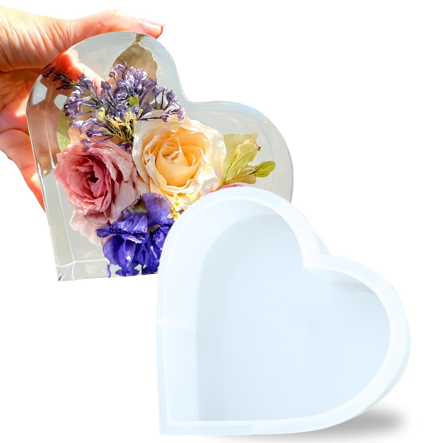 Oytra Resin Art Mould Heart Shape for Flower Preservation Silicone Mold DIY Art Craft Casting Home Decoration & Gift Making