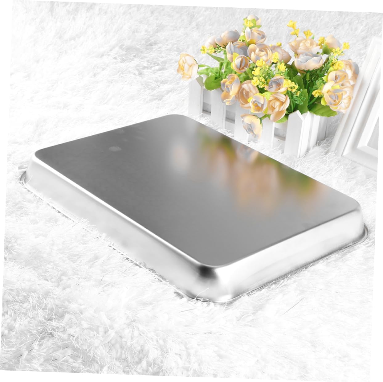 2pcs Flat Stainless Steel Tray Organizing Trays for Instruments for Facilities and Labs