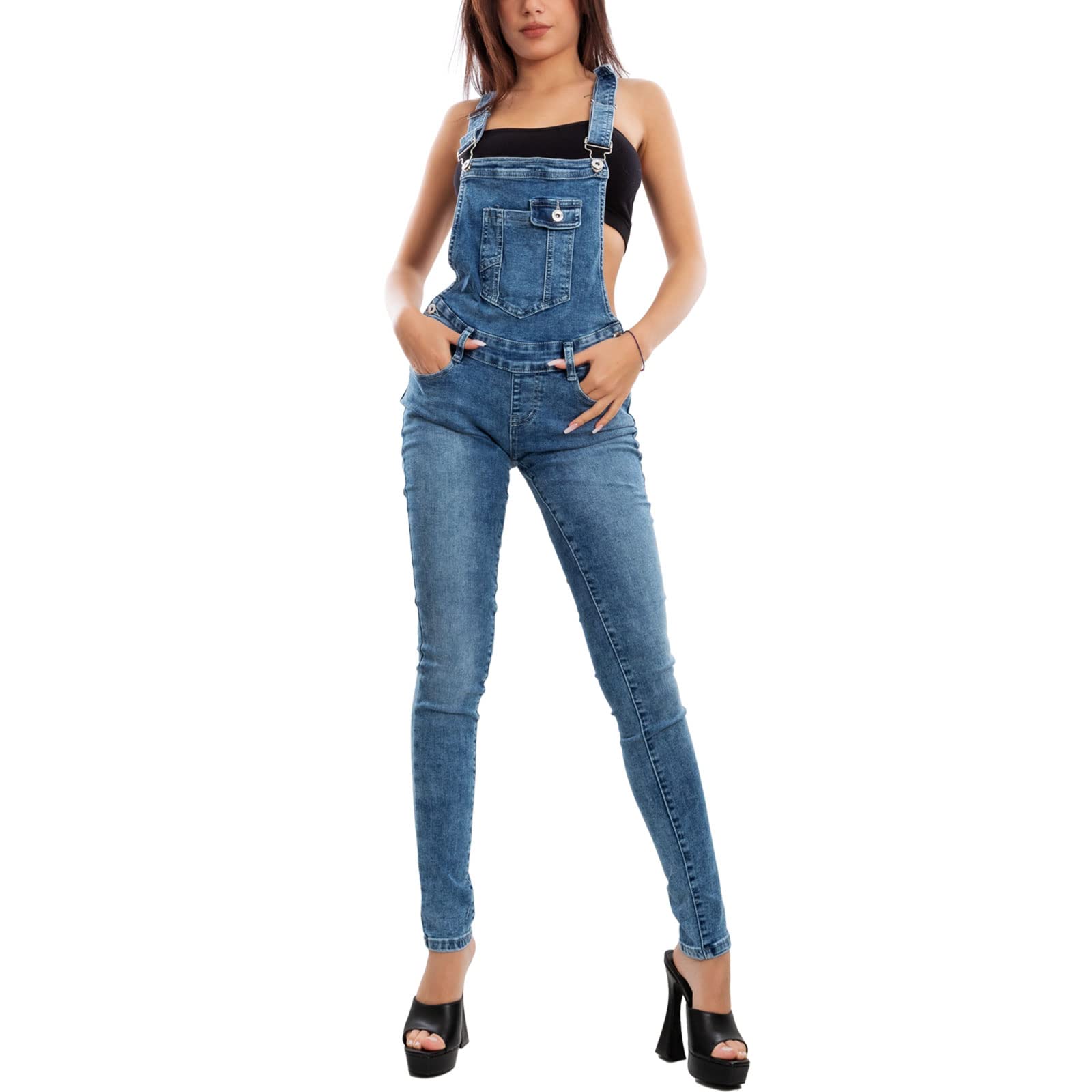 Toocool Salopette Jeans Donna Overall Tuta Intera Jumpsuit Pantaloni XM-987