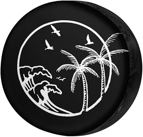 Foruidea Ocean Wave - Cubierta de neumático de repuesto para árboles de coco a prueba de polvo, para remolque, RV, SUV y muchos vehículos, 17