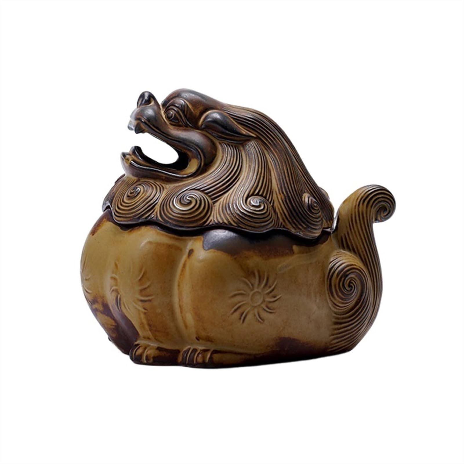 Porta incienso creativo Zhaocai con forma de bestia divina, quemador de incienso zen vintage, quemador de incienso de cerámica para decoración de escritorio para el hogar, quemador de incienso con re