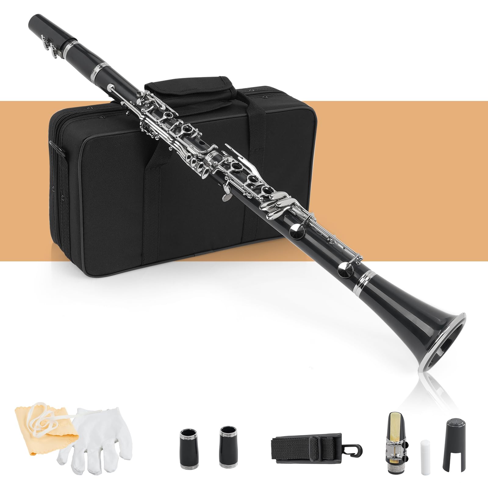 HILAX Bbクラリネット 17キー 初心者向け 黒 Amazon | クラリネット 17 キー木製ブラックゴールド