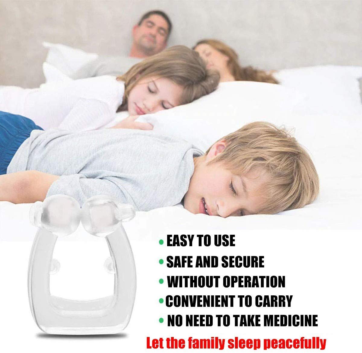 Silicona magnética antirronquidos Dejar de roncar Clip de nariz Ayuda para dormir Apnea Guard Apto para mujeres y hombres (4pcs)