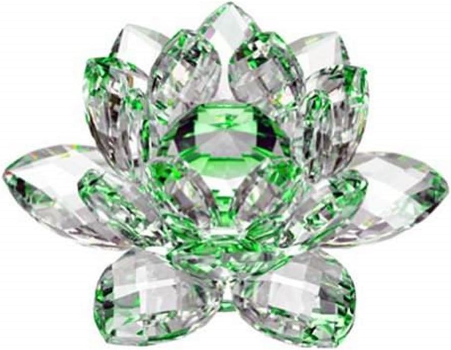Amlong Crystal Hue Reflection Lotus Flower with Gift Box, 3 inch, Green