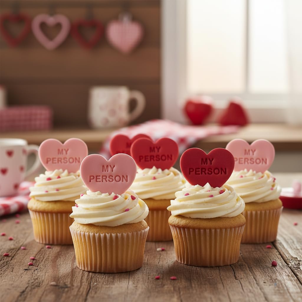 BAKERLOGY Lot de 10 emporte-pièces Cœur avec messages romantiques – Jolis cœurs d’amour pour la Saint-Valentin, mariages, fiançailles, anniversaires & biscuits à thème amour