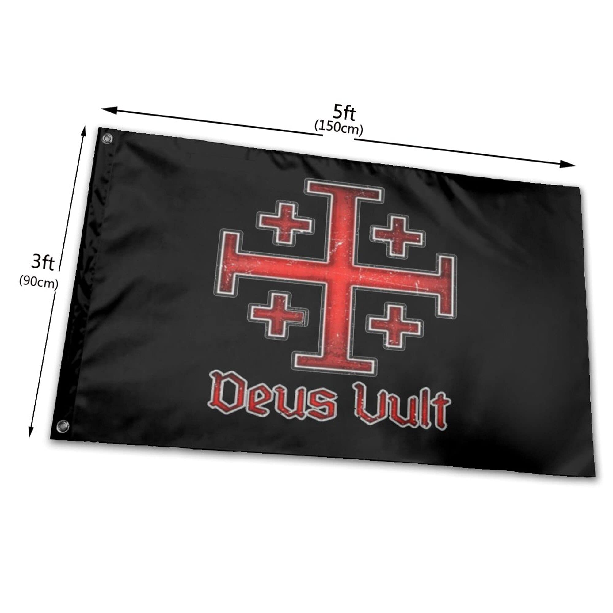 Drapeau Des Templiers 90x150 Cm - Bannière En Polyester 100D Avec œillets - Résistant Aux Intempéries