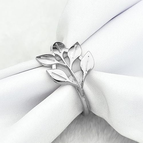 Miniatura 6 de Paquete de 20 servilleteros plateados, juego de servilleteros de hoja de metal, servilleteros plateados, decoraciones de mesa, hebillas de