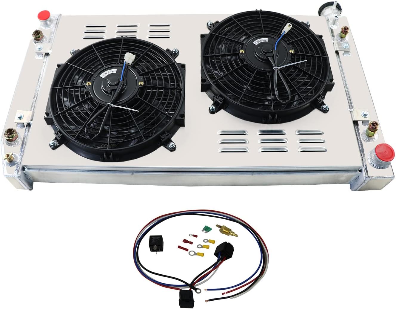 4 Row Radiator+Shroud Fan+Relay Compatible For 1988-1999 Chevy Truck C/K 1500 2500 3500 PICKUP 28" W 89 90 91 92 93 94 95 96 97 98