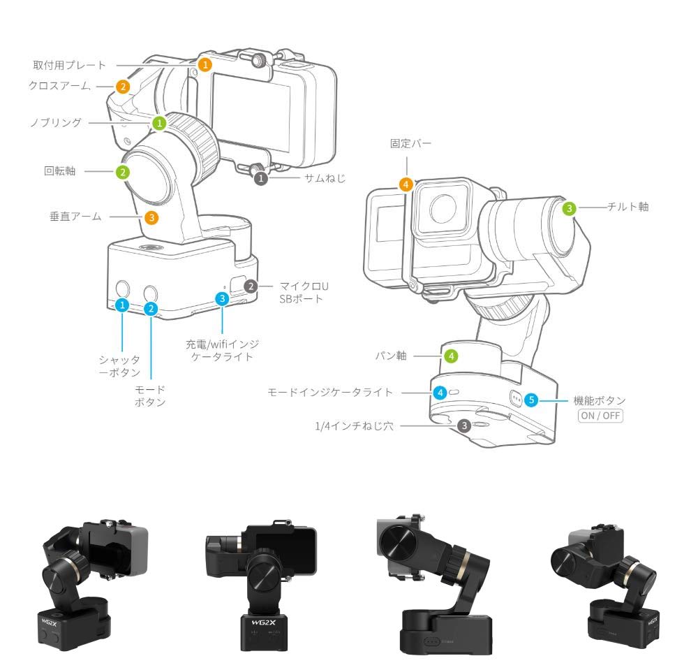 おまけ付き★日本語取説 Feiyu WG2 ジンバル スタビライザー Amazon | Feiyu Tech WG2x ウェアラブル 3軸 ジンバル