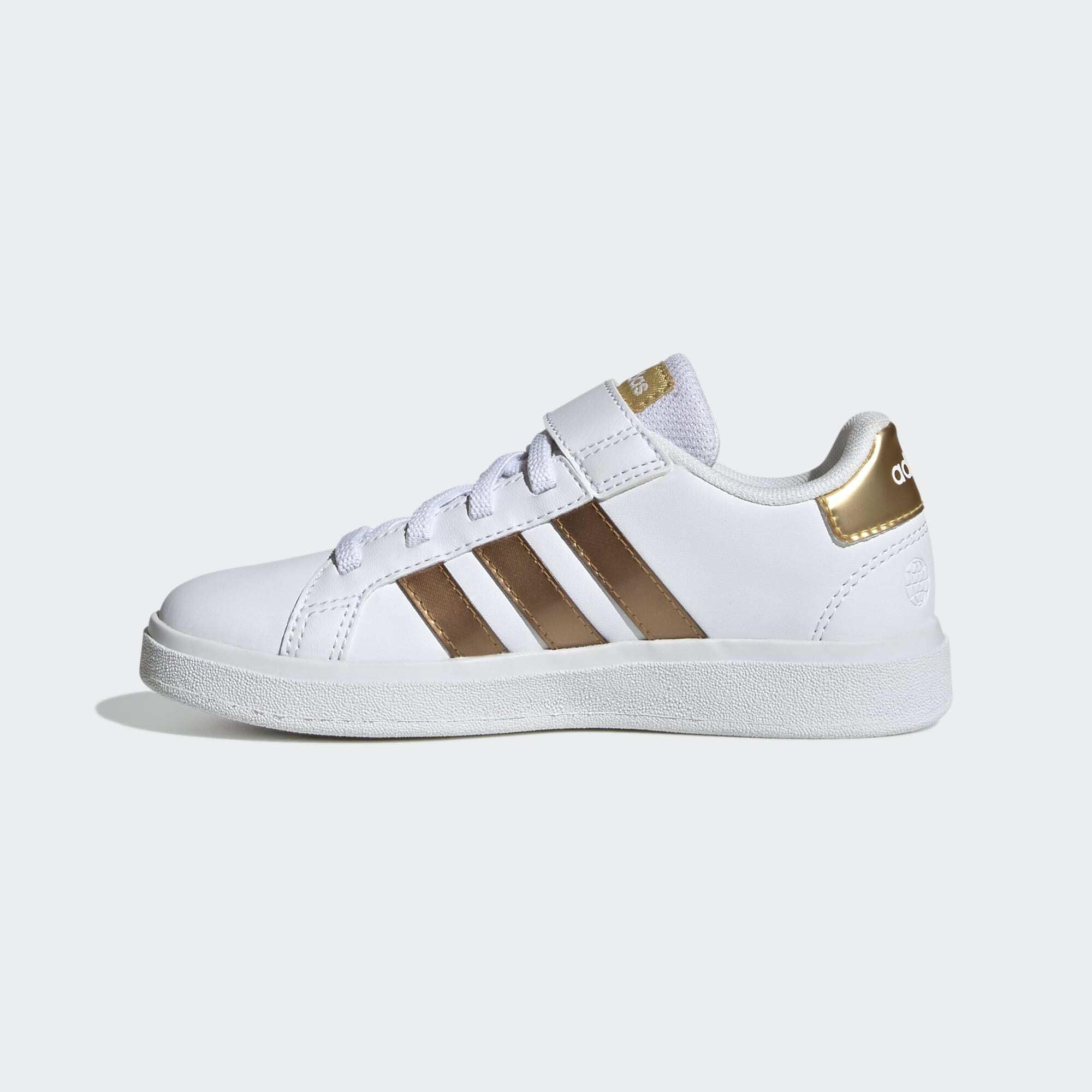 Adidas Grand Court Sustainable Lifestyle Court Elastic Lace and Top Strap Shoes Chaussures - Low (Pas de Football) Mixte Enfant