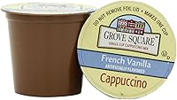 Grove Square French Vanilla Cappuccino Single Serve Cups, 96 Pods - Rich Vanilla Bold Coffee K-Cup Compatible