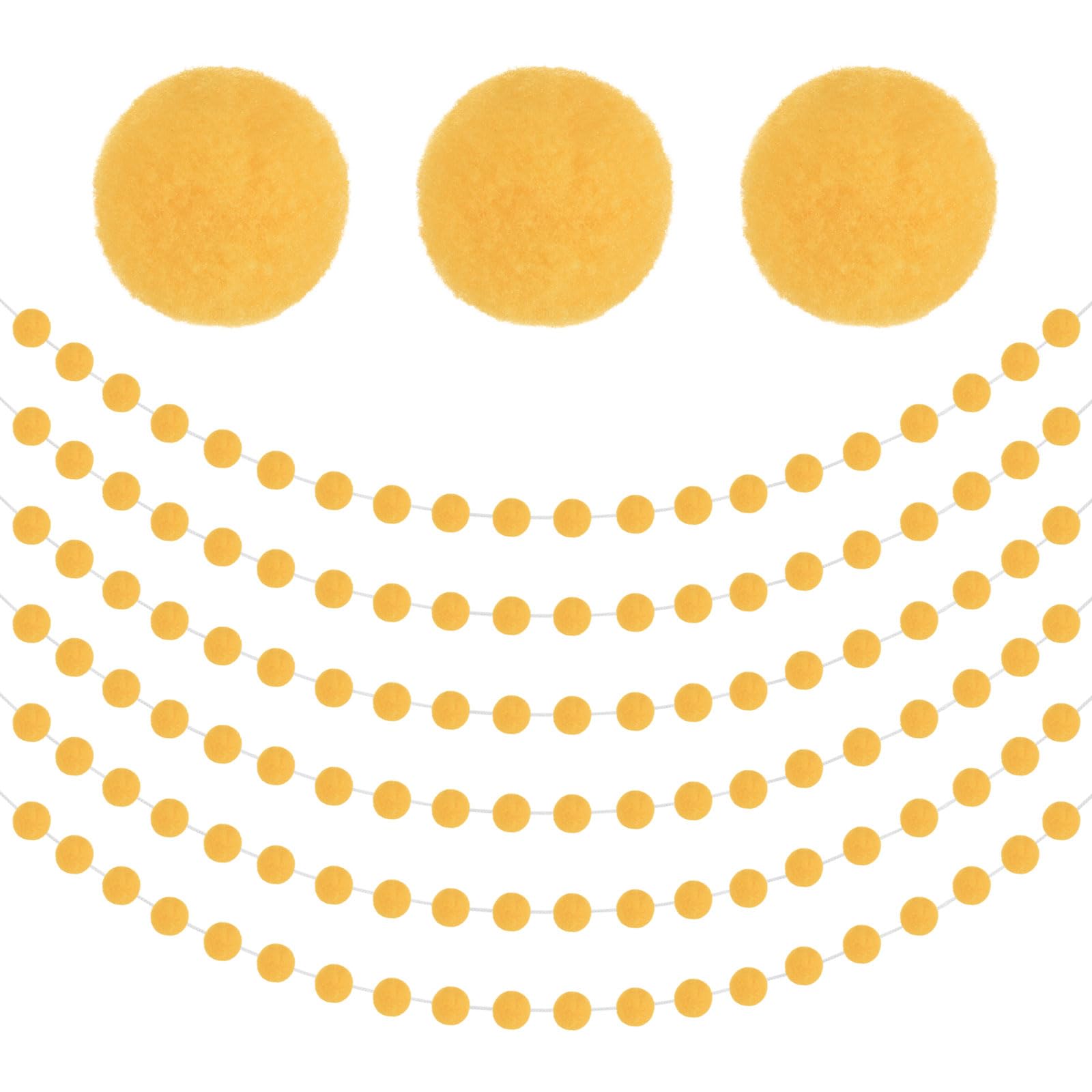 M METERXITY 6-Pack 6.6ft Felt Ball Garland with 20 Balls Golden Yellow