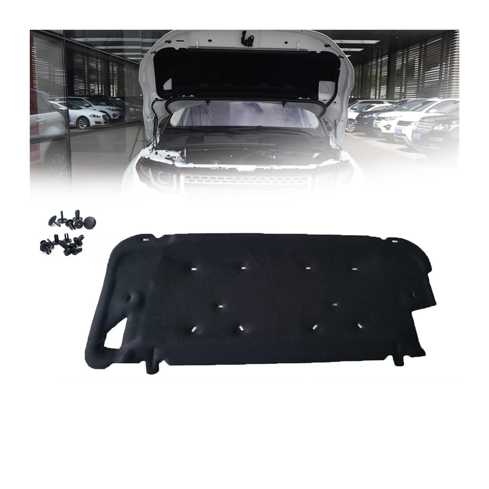 Fxfupo One Color Front Engine Hood Insulation Pad Sound Heat Cotton Soundproof Mat Cover Foam Fireproof Compatible For Land Rover Evoque 2011-2018