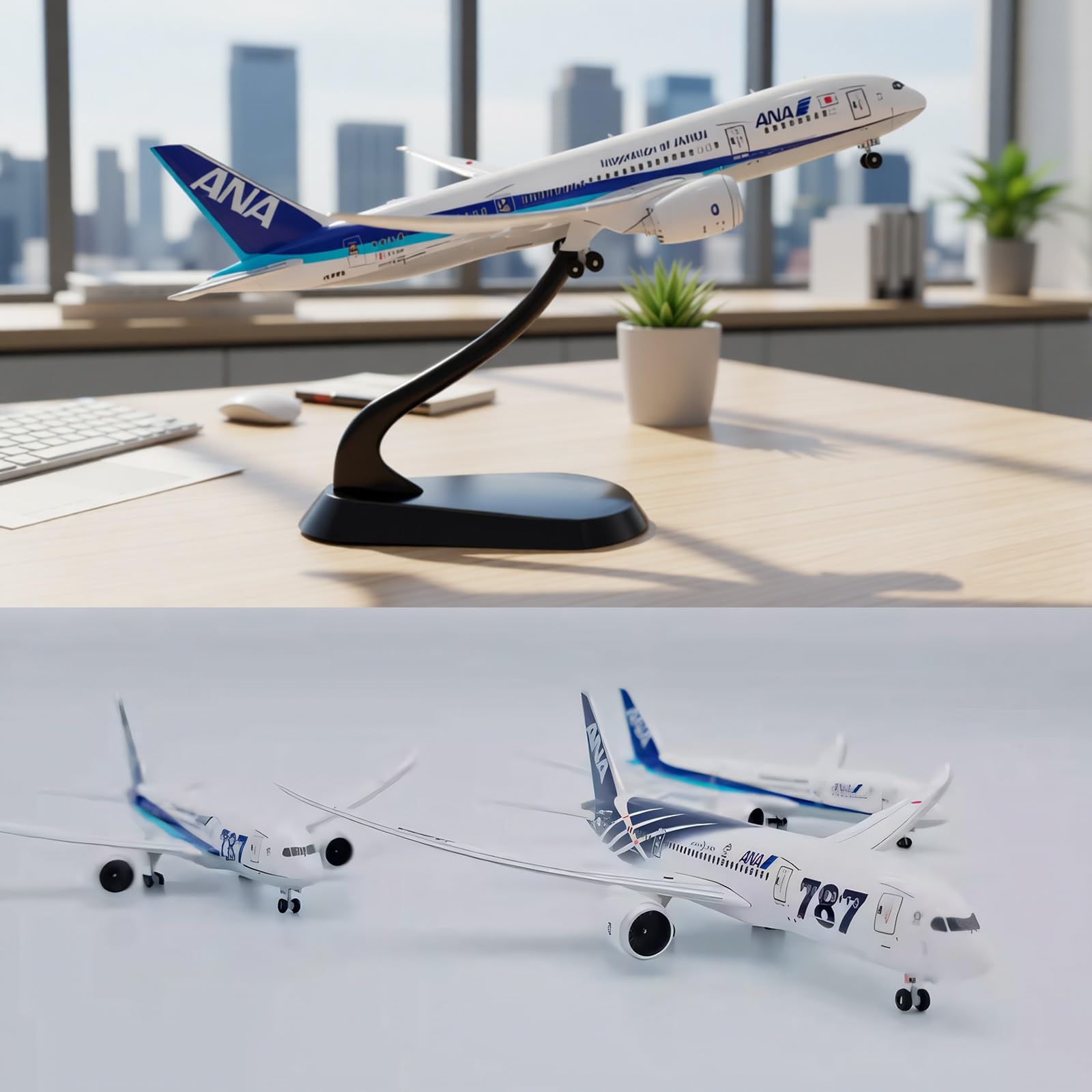 Modello di aereo statico lega pressofusa ANA B787-8 in scala 1:400 con supporto espositivo - Decorazione collezione alta qualità for appassionati aviazione, decorazione for mensola(JA805A)