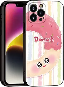 Donut Pattern Phone Case for iPhone 15 Pro Max - Pink Frosting with Colorful Sprinkles, Soft Cute Protective Cover for Girls & Women (B1-Cartoon Cute Donut)