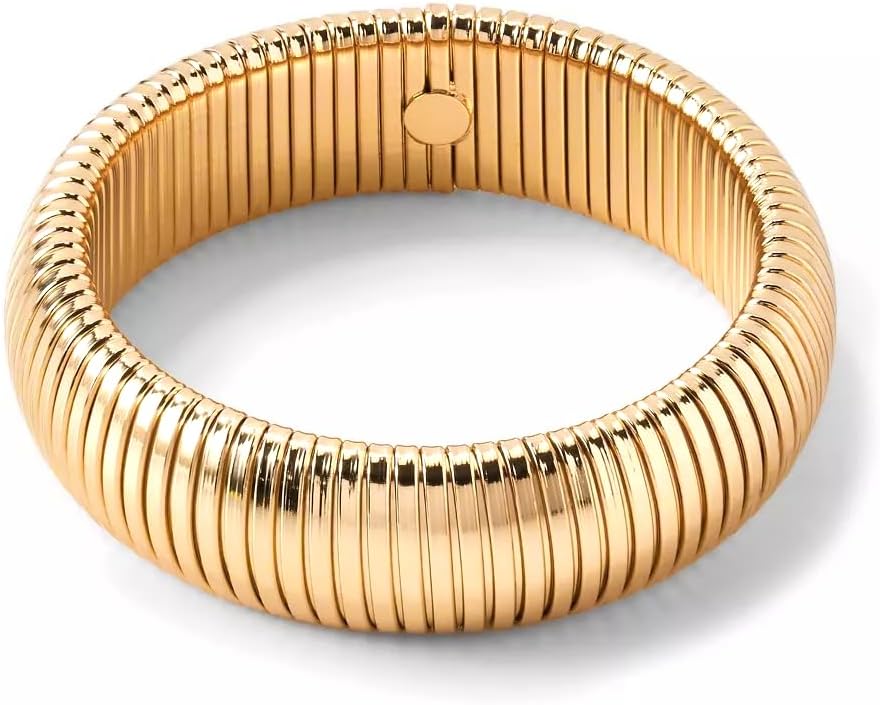 CONRAN KREMIX Gold Chunky Bangle Waterproof Bracelets for Women 14K Real Gold Filled Stainless Steel Bracelet Non Tarnish Trendy Jewelry - Image 2