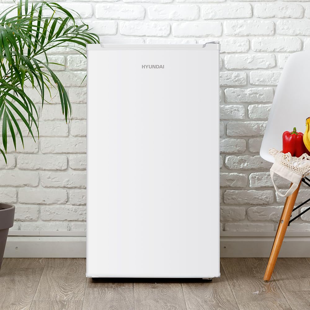 HYUNDAI Réfrigérateur blanc, 1 porte HR84500E, capacité 88 litres, cyclique, faible bruit, porte réversible, ouverture type panneau, classe énergétique E