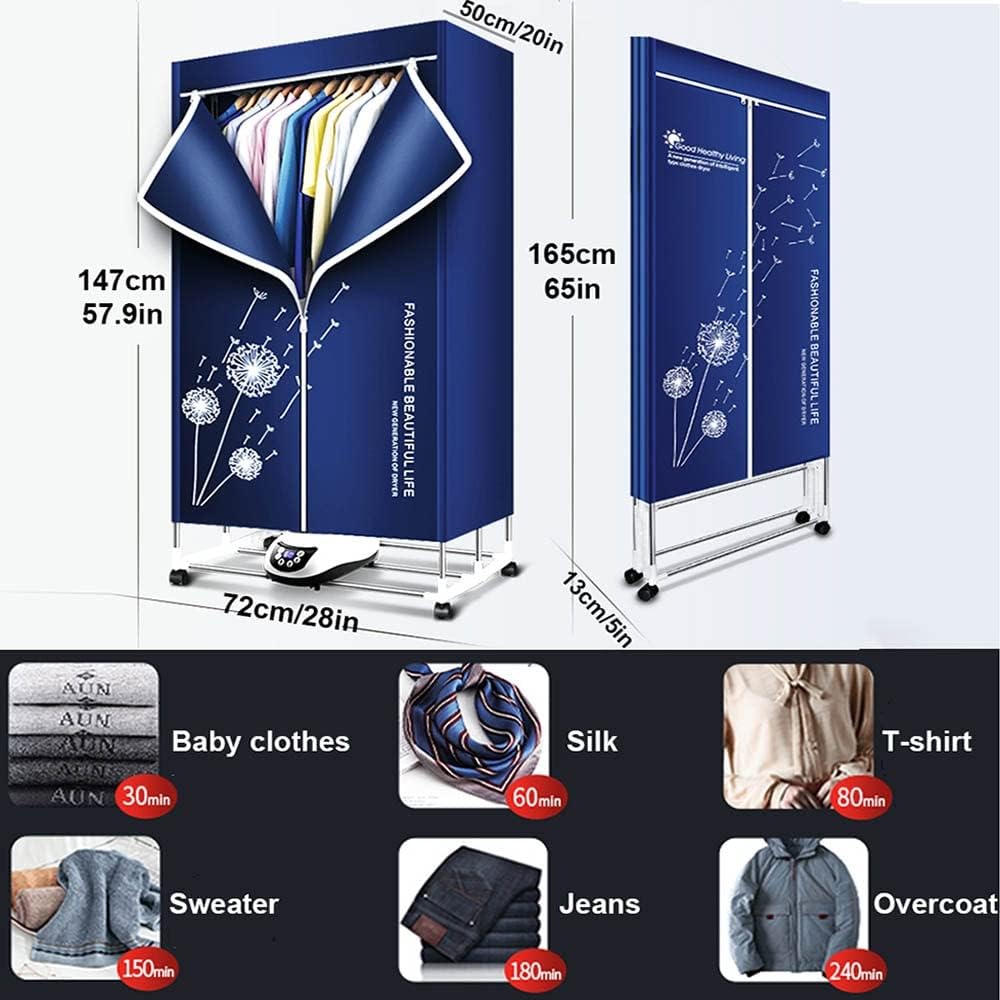 Foldable Electric Heated Clothes Airer Dryer Rack with Remote Control,2/3-Tier Household Dryer,1500W Warm Air Drying Wardrobe,(Anion) Digital Timer,Quick Dry,for Apartments Laundry Dorm (Size : 2 Lay
