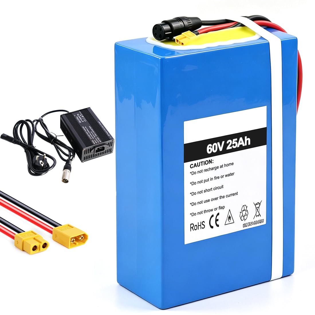Batterie au Lithium 60V 25 Ah pour vélo électrique 2000w 2500W | Batterie avec un chargeur rapide 3A - Batterie pour trottinette électrique tricycle électrique fauteuil roulant